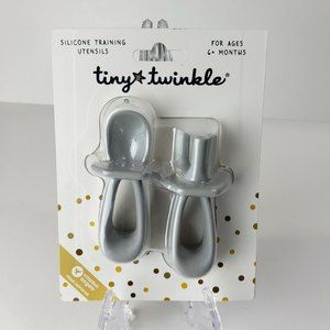 Tiny Twinkle Silicone Training Utensils Gray NEW